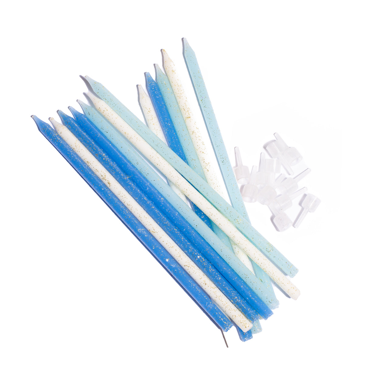 Cake & Candle Glitter Cake Candles Blue 12 Pack