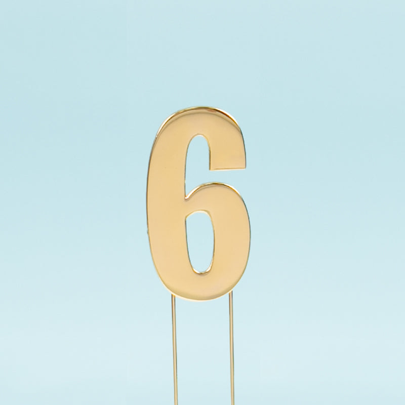 Cake & Candle Bold Cake Topper Number 6 Gold