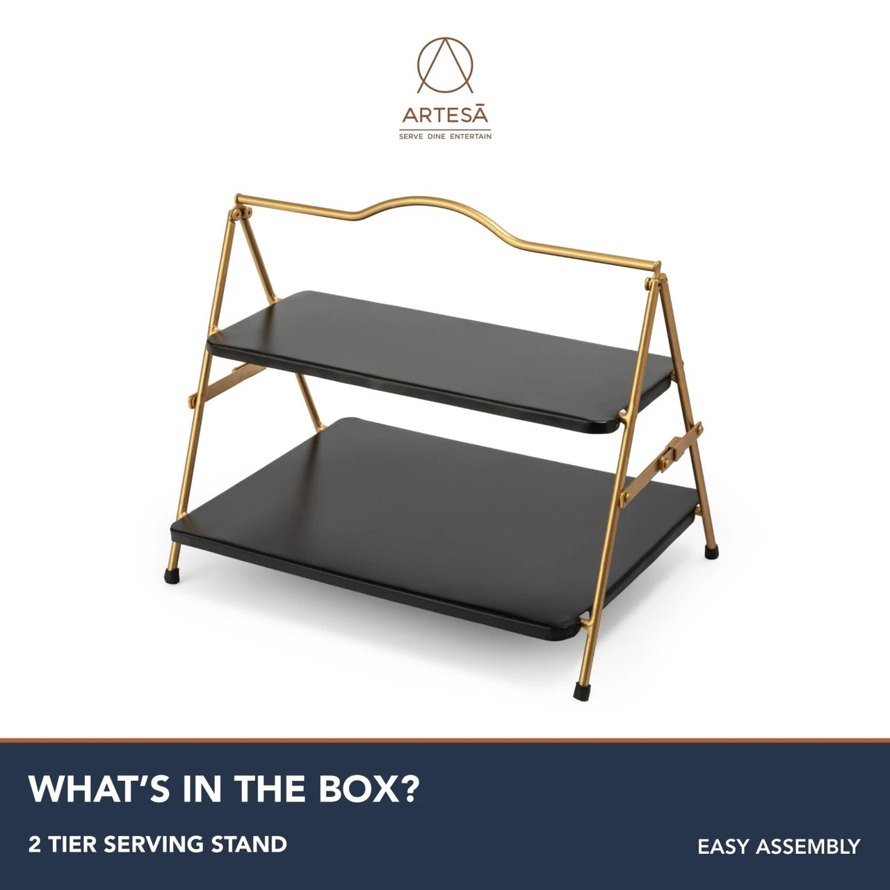 Artesà Two Tier Gold & Black Metal Serving Stand