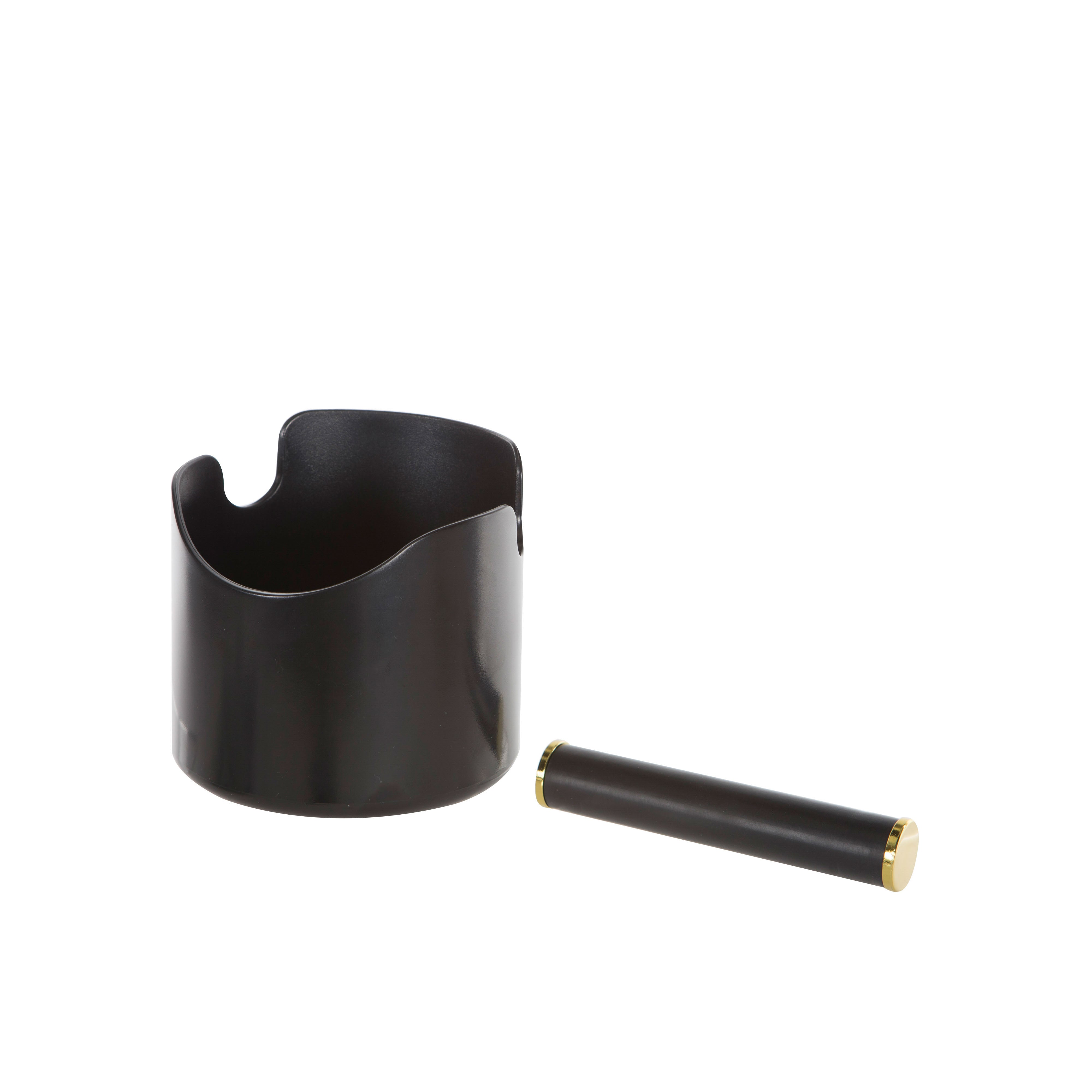 Leaf & Bean Knock Box Stainless Steel Black & Gold