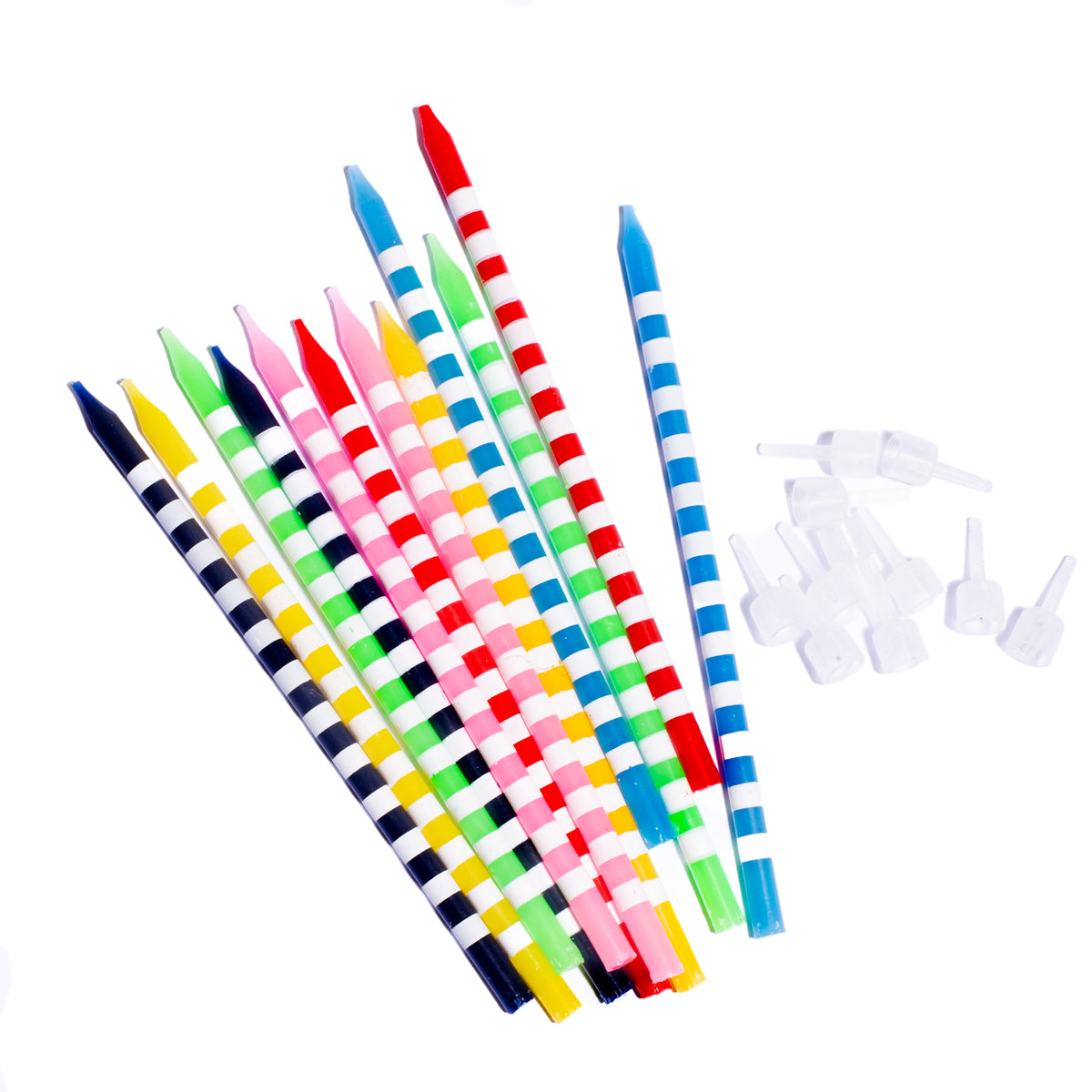 Cake & Candle Bright Striped Cake Candles 12 Pack