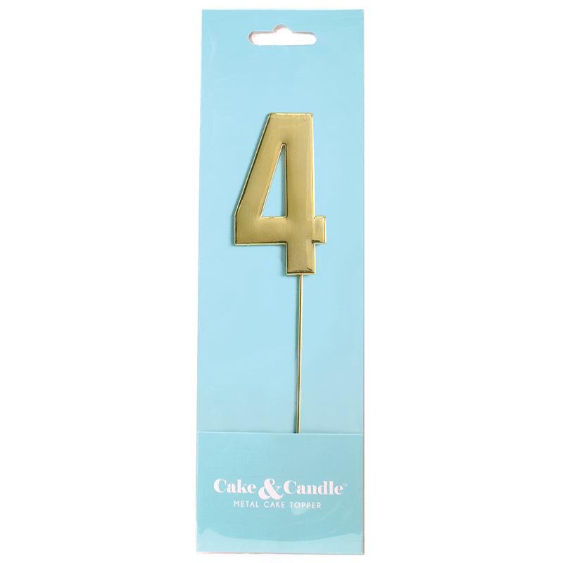 Cake & Candle Bold Cake Topper Number 4 Gold
