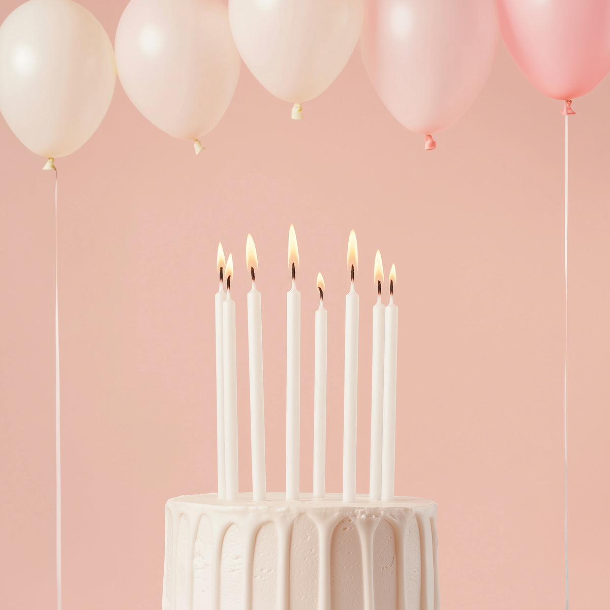 Cake & Candle Tall Cake Candles Pearlised White 12cm 12 Pack