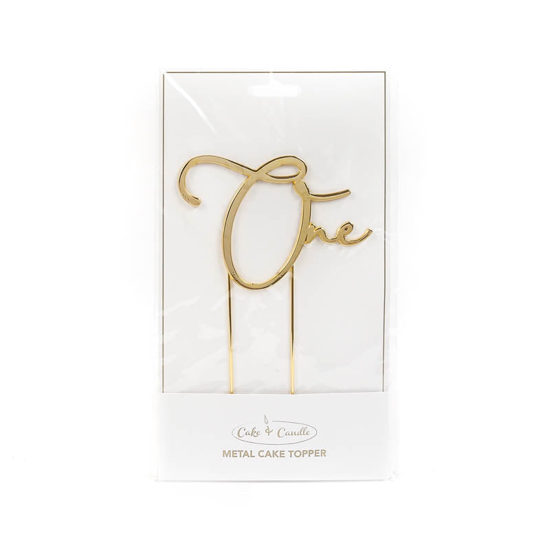 Cake & Candle Metal Cake Topper 1 Gold