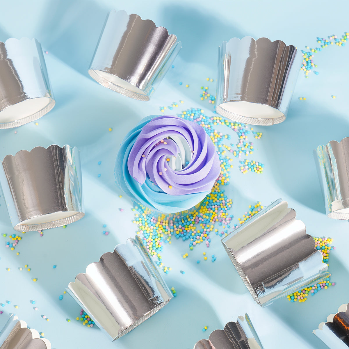 Papyrus Foil Card Baking Cups Silver 25 Pack