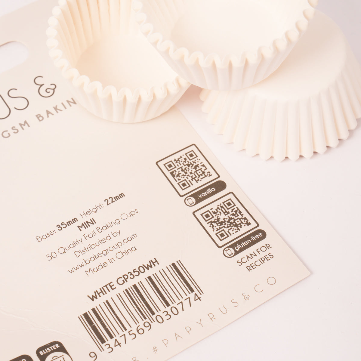 Papyrus Mini White Greaseproof Paper Baking Cups 35mm Base 50 Pack