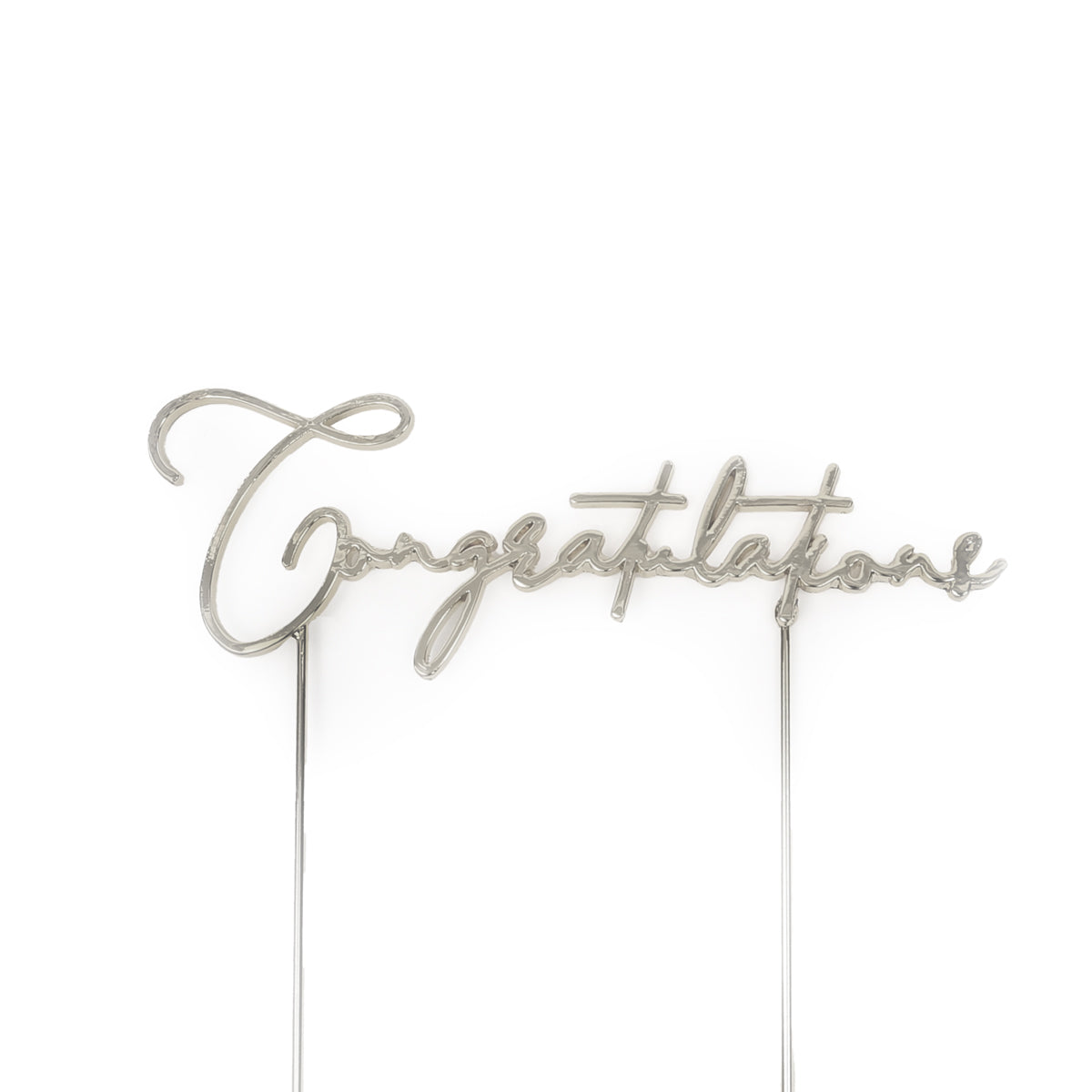 Cake & Candle Metal Cake Topper Congratulations Silver