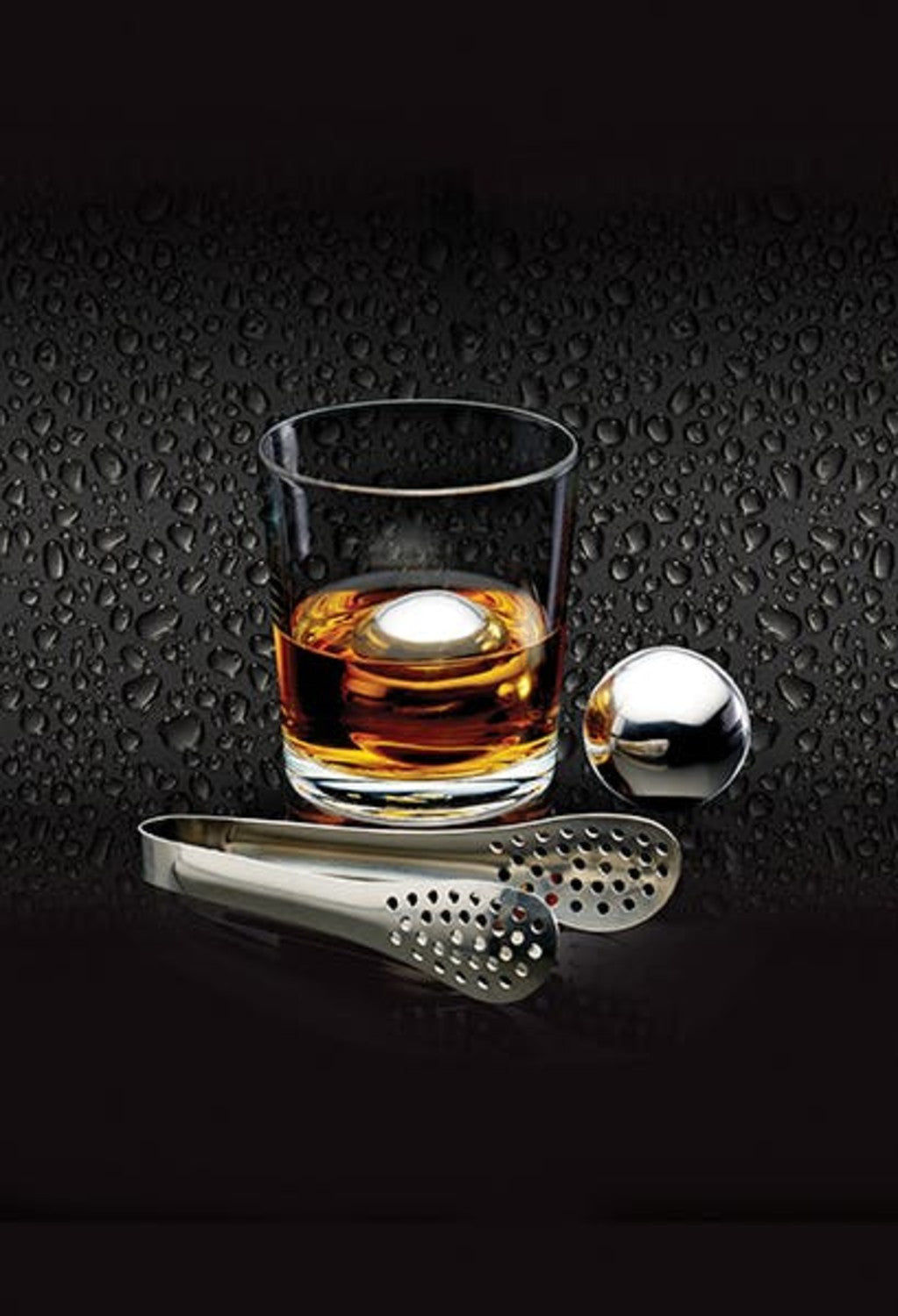 BarCraft Stainless Steel Ice Ball Set with Tongs & Storage Bag