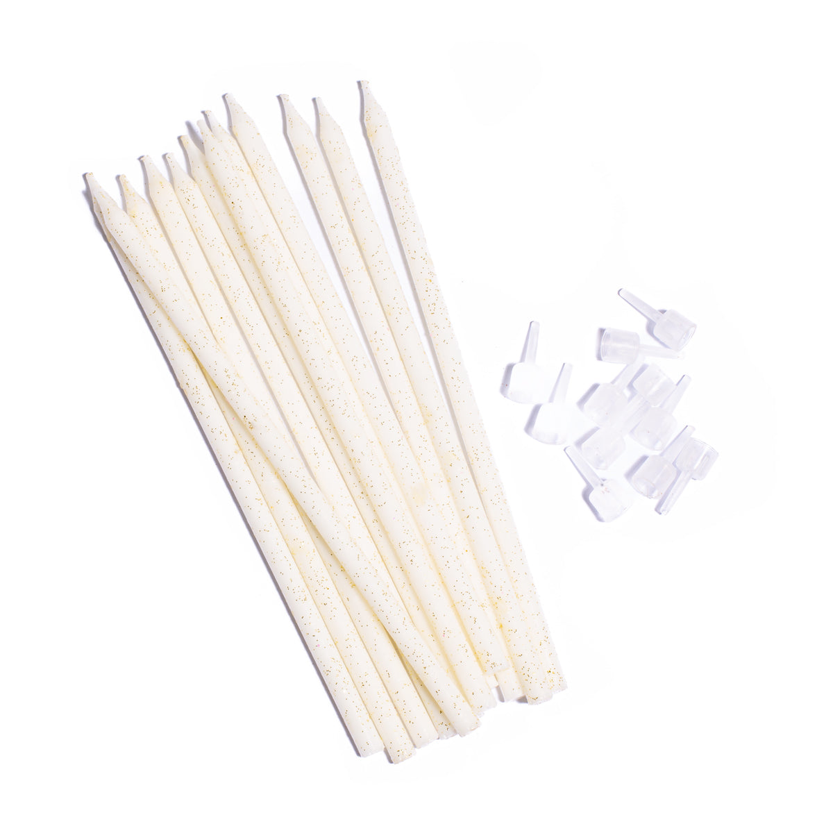 Cake & Candle Glitter Cake Candles White 12 Pack