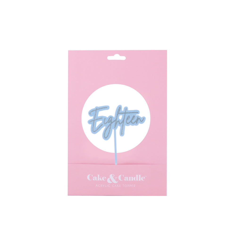 Cake & Candle Layered Cake Topper 18 Silver Light Blue