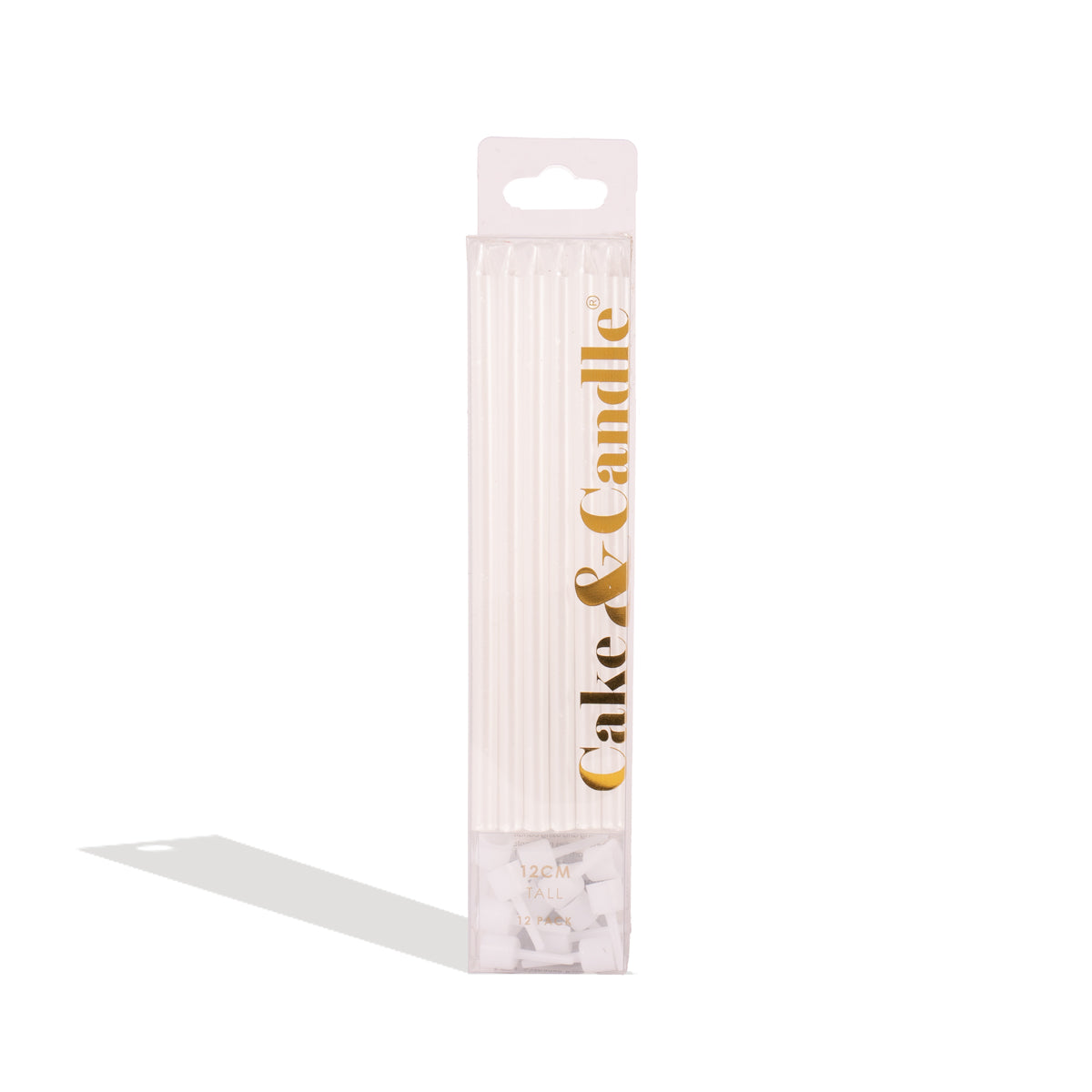 Cake & Candle Tall Cake Candles Pearlised White 12cm 12 Pack