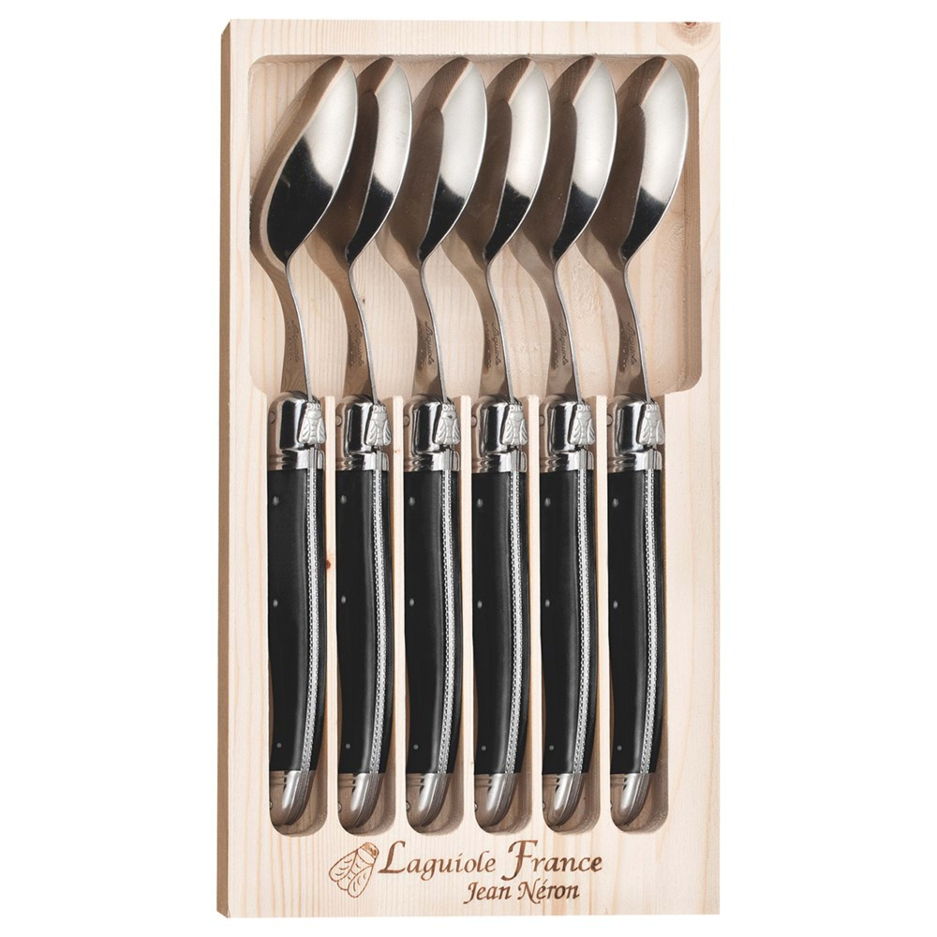 Laguiole Jean Néron 6 Piece Soup & Dessert Spoon Set - Black