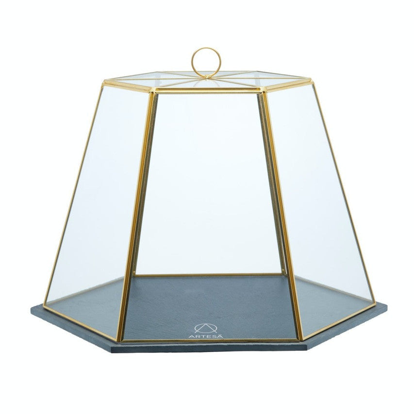 Artesà Glass Serving Cloche with Slate Base