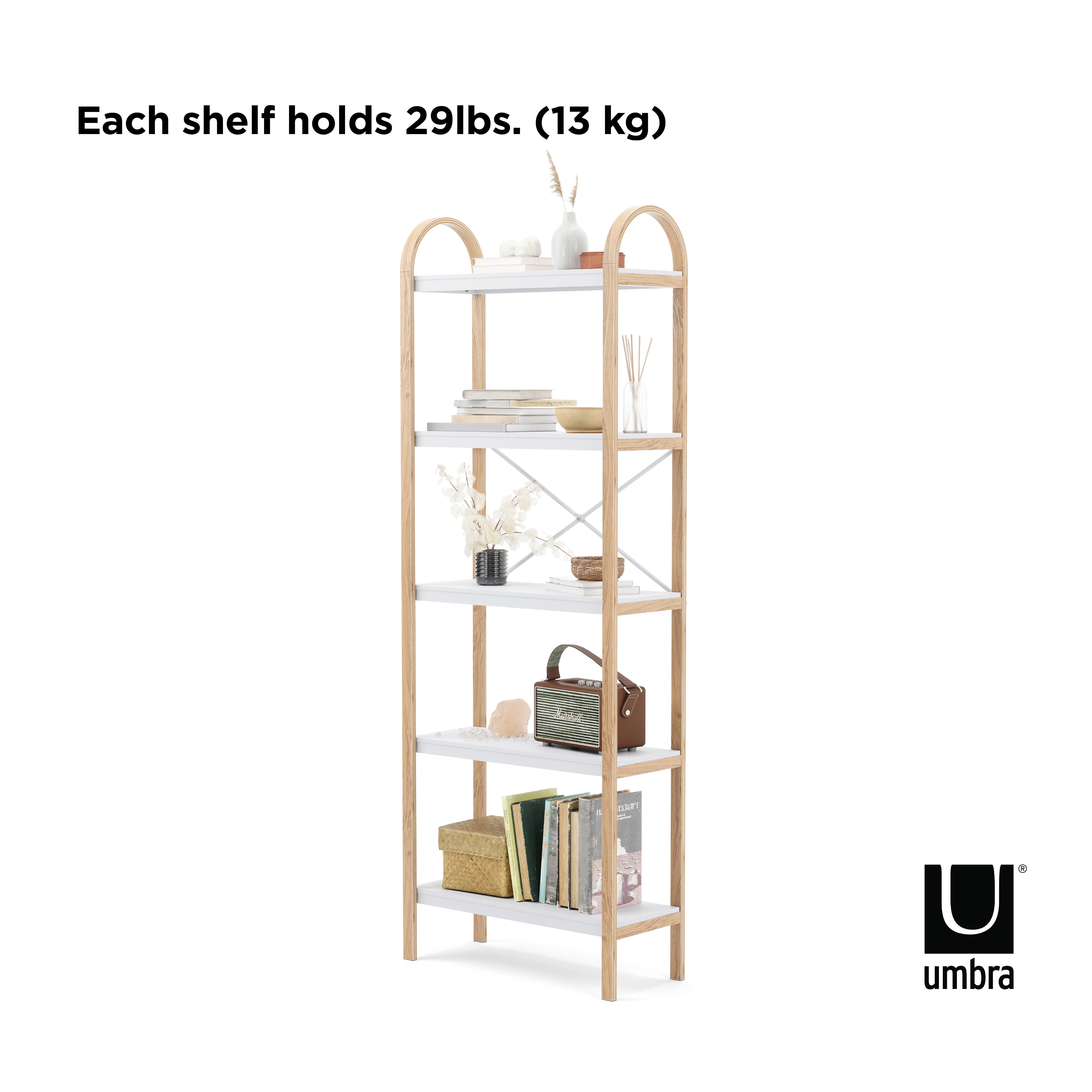 Umbra Bellwood Freestanding Shelf 5 Tier White & Natural