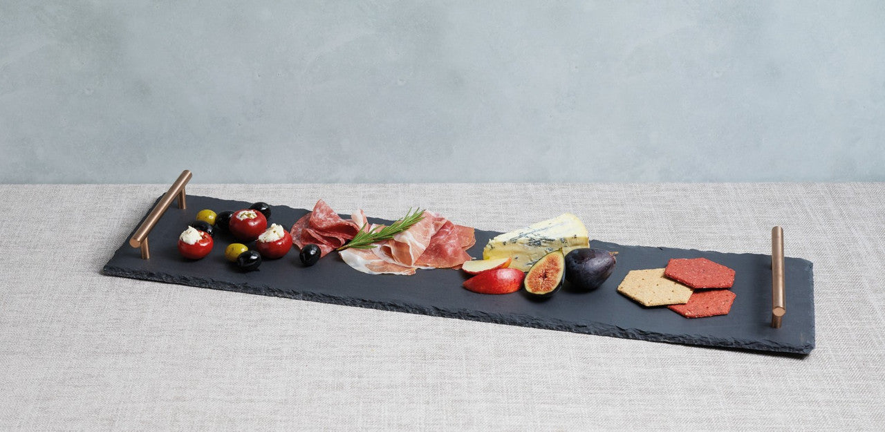Artesà Slate Serving Platter with Copper Handles 60cm