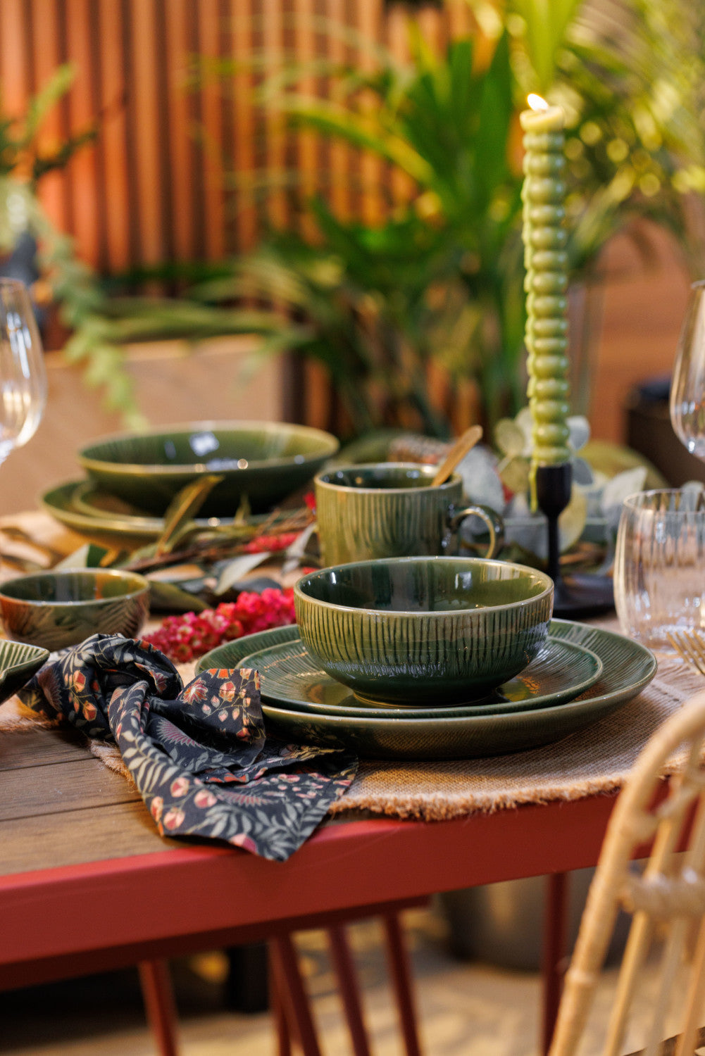 Mikasa Jardin Stoneware Cereal Bowl Set 4 Piece 15cm (Green)