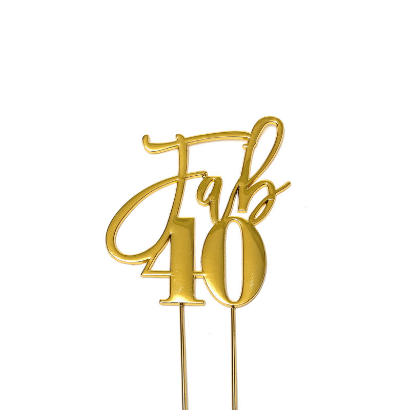 Cake & Candle Plated Cake Topper Fab 40 Gold