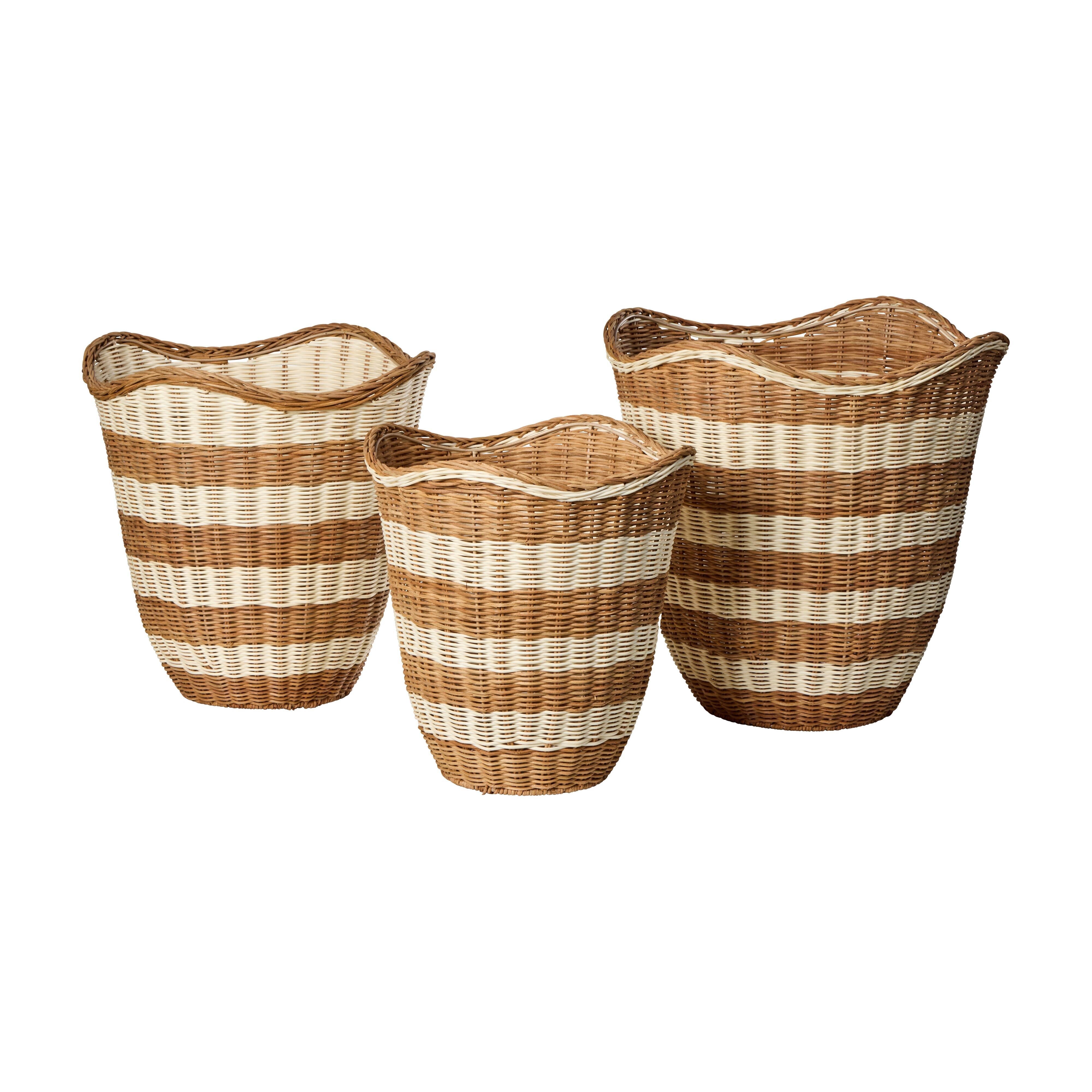 Amalfi Watego Basket 3 Piece Set White & Natural