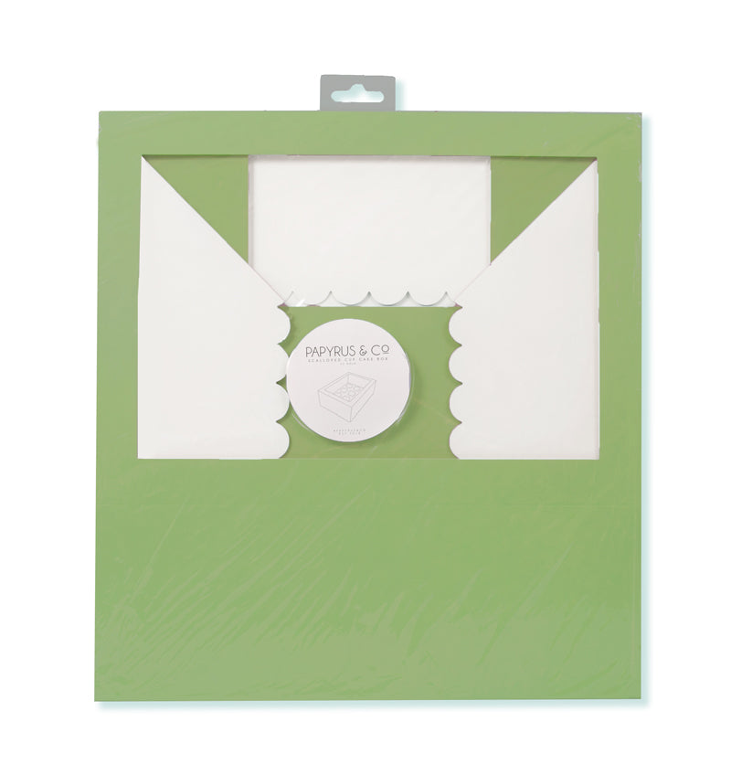 Papyrus Scalloped Tall Cupcake Box 12 Hole Pastel Green