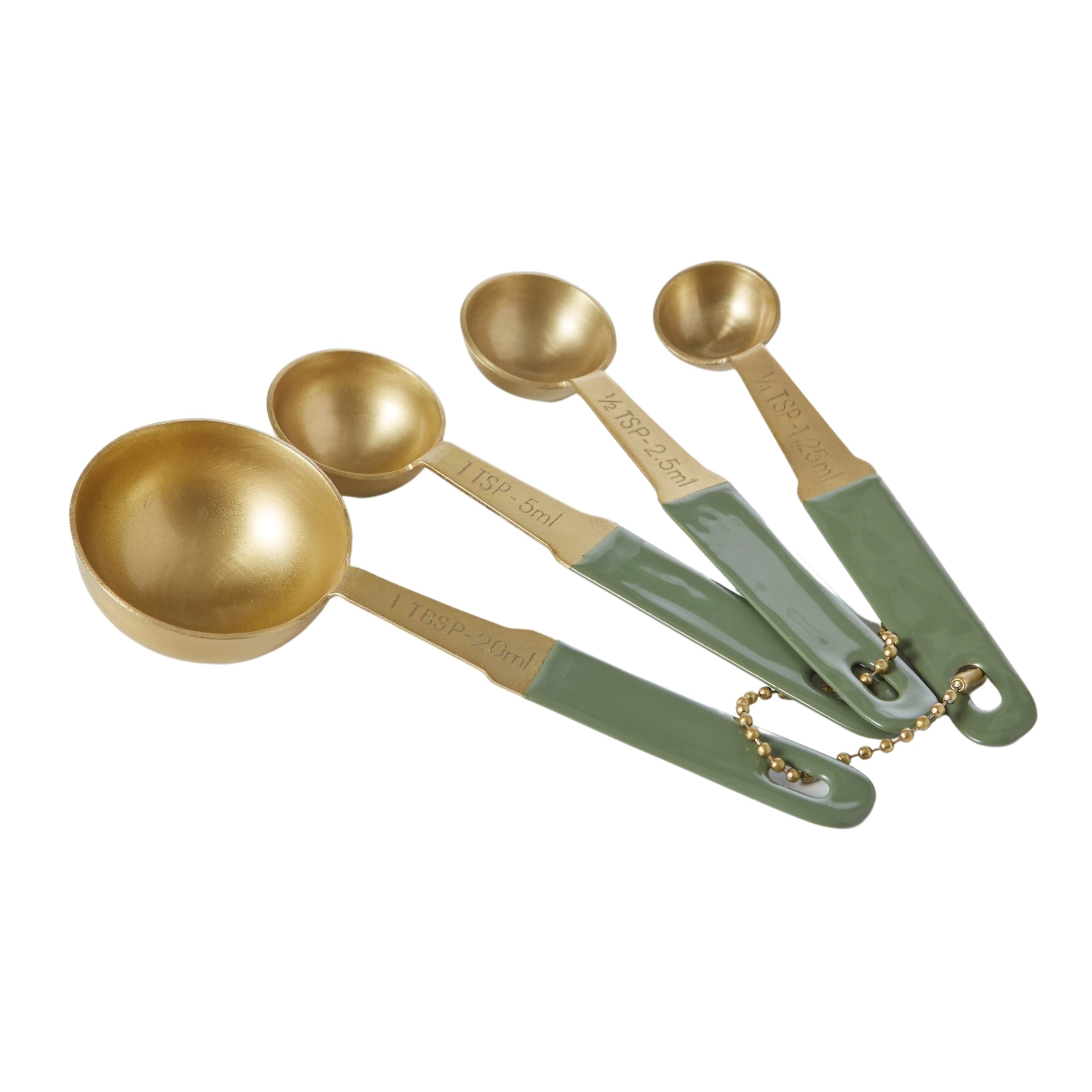 Academy Edwin 4-Piece Measuring Spoon Set Brass & Green