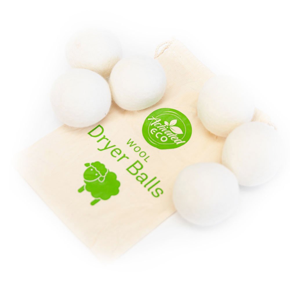 Activated Eco Wool Dryer Balls 6 Pack with Storage Pouch