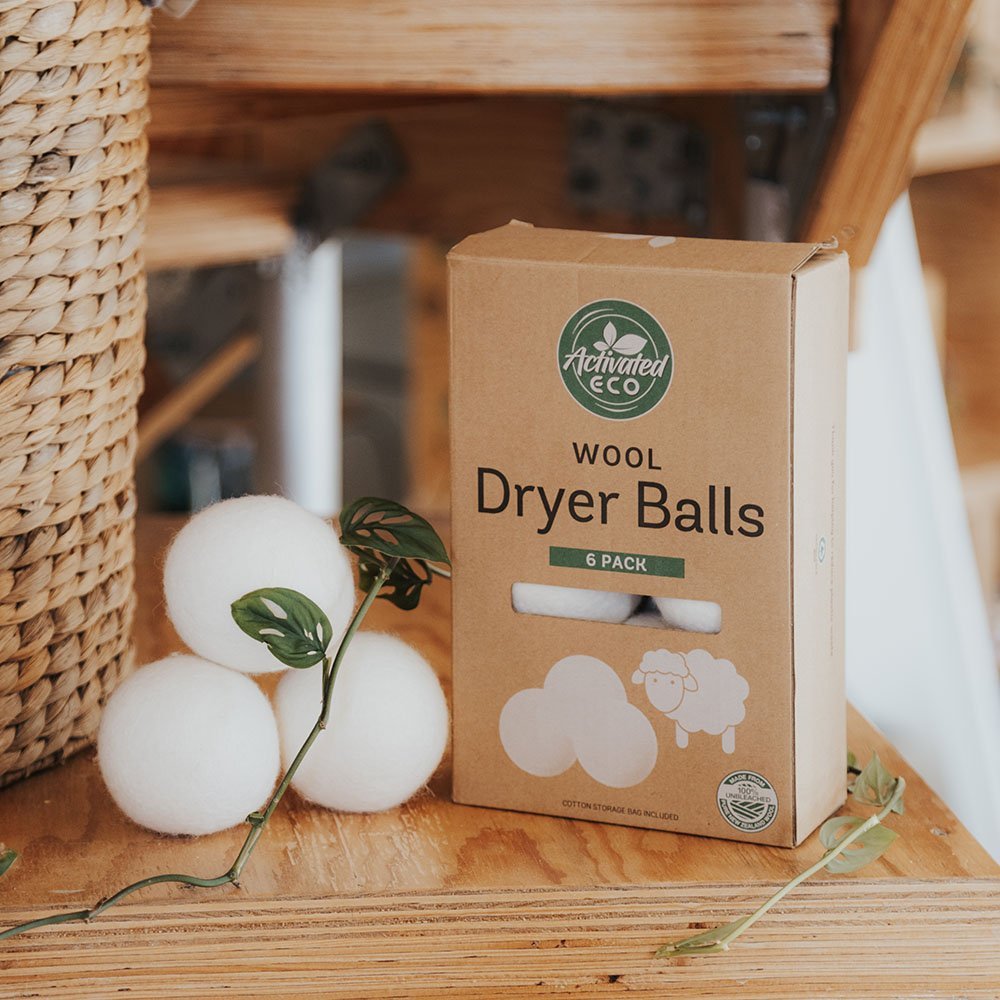 Activated Eco Wool Dryer Balls 6 Pack with Storage Pouch