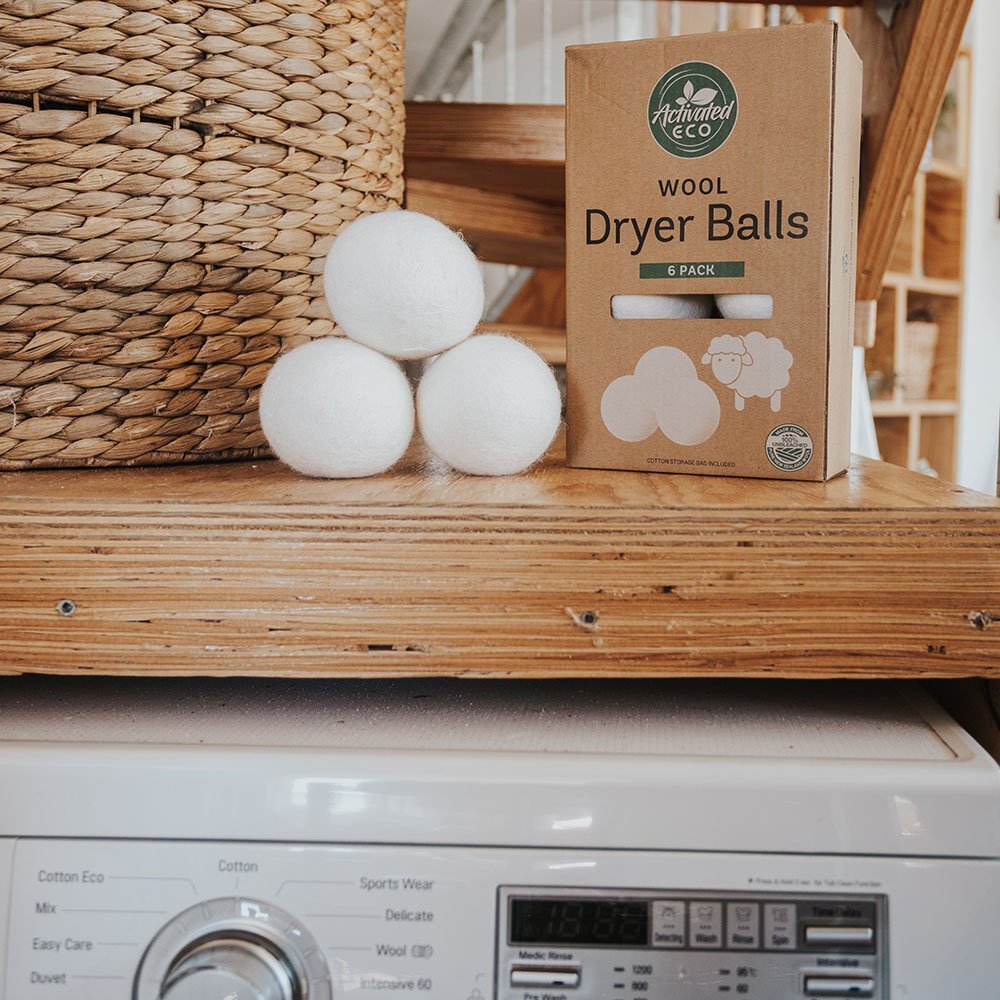Activated Eco Wool Dryer Balls 6 Pack with Storage Pouch