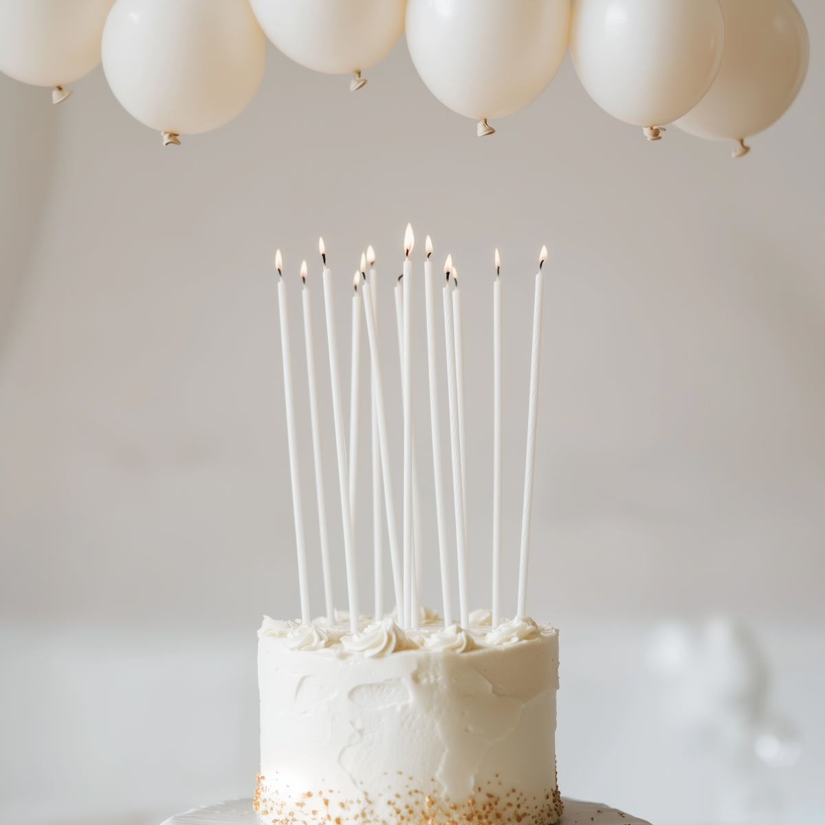 Cake & Candle Fine Spiral Cake Candles White 20cm 16 Pack