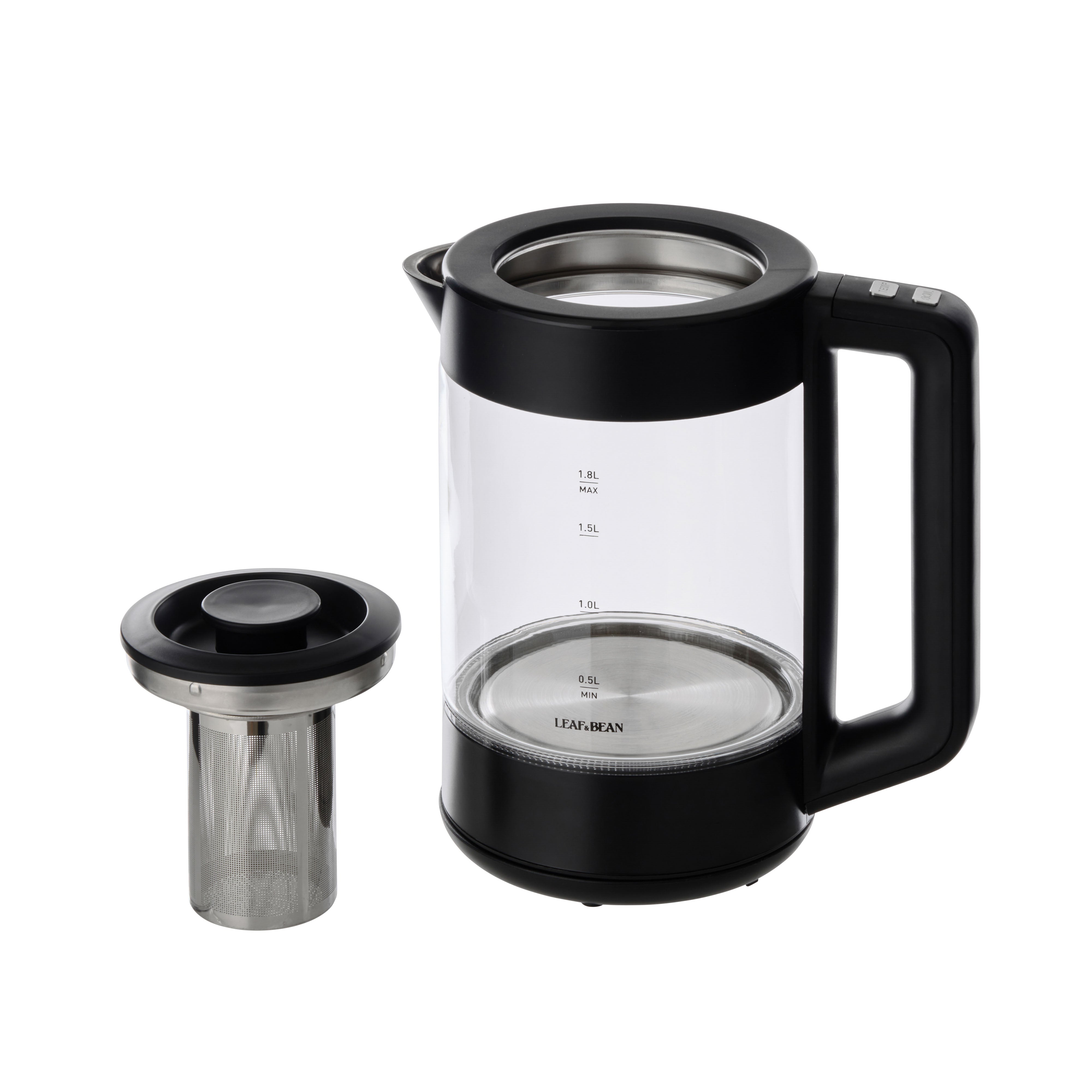 Leaf & Bean Electric Glass Digital Kettle with Infuser 1.8L Black