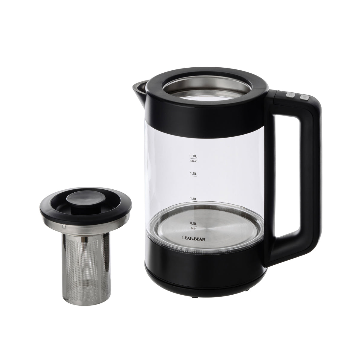 Leaf & Bean Electric Glass Digital Kettle with Infuser 1.8L Black