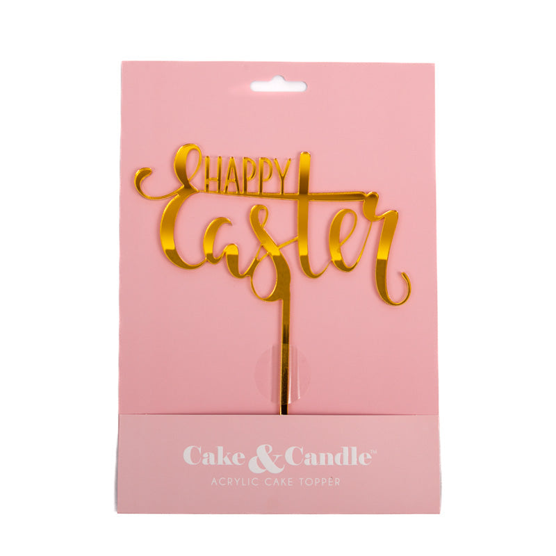 Cake & Candle Happy Easter Cake Topper Gold