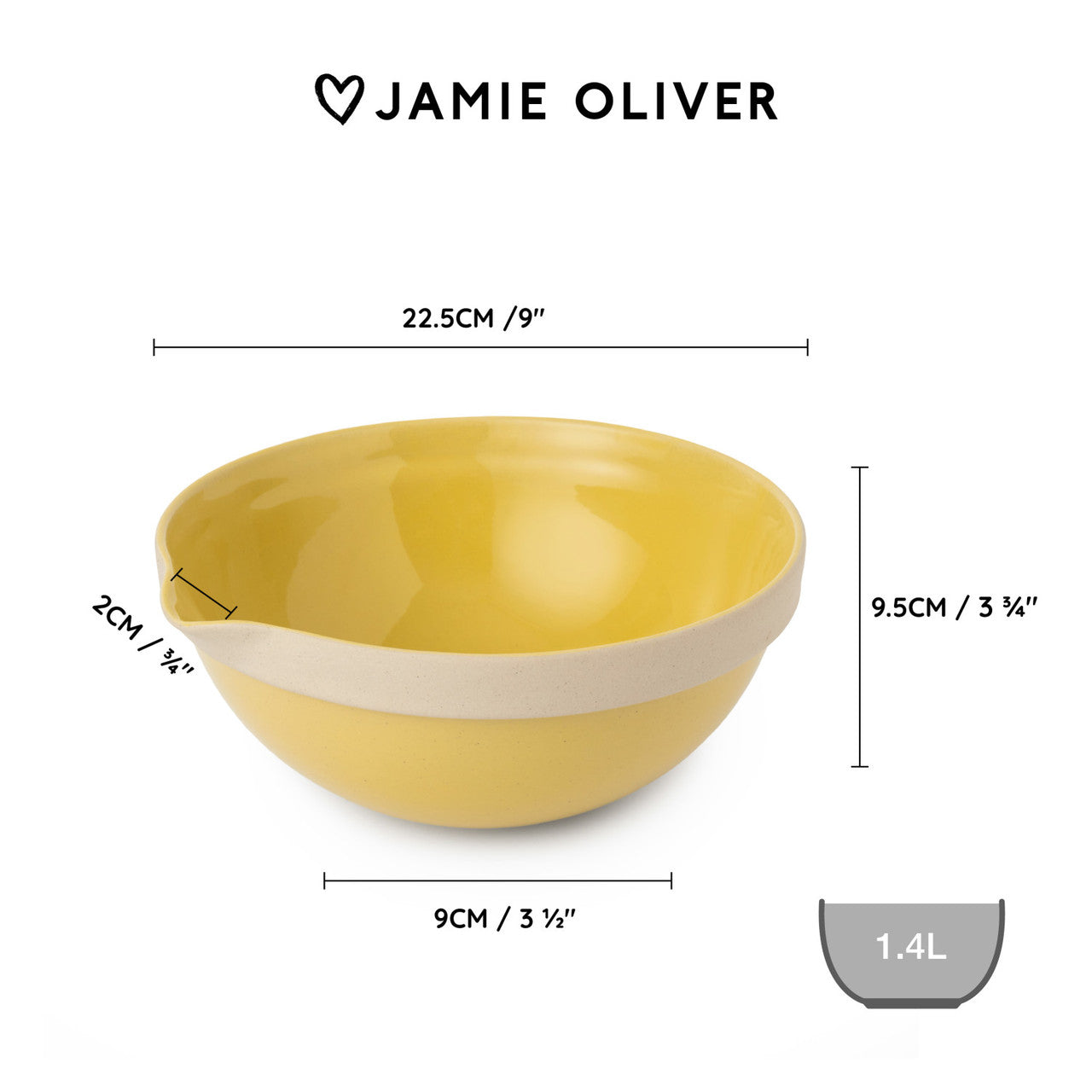 Jamie Oliver Big Love 1.4L Everyday Mixing Bowl Yellow