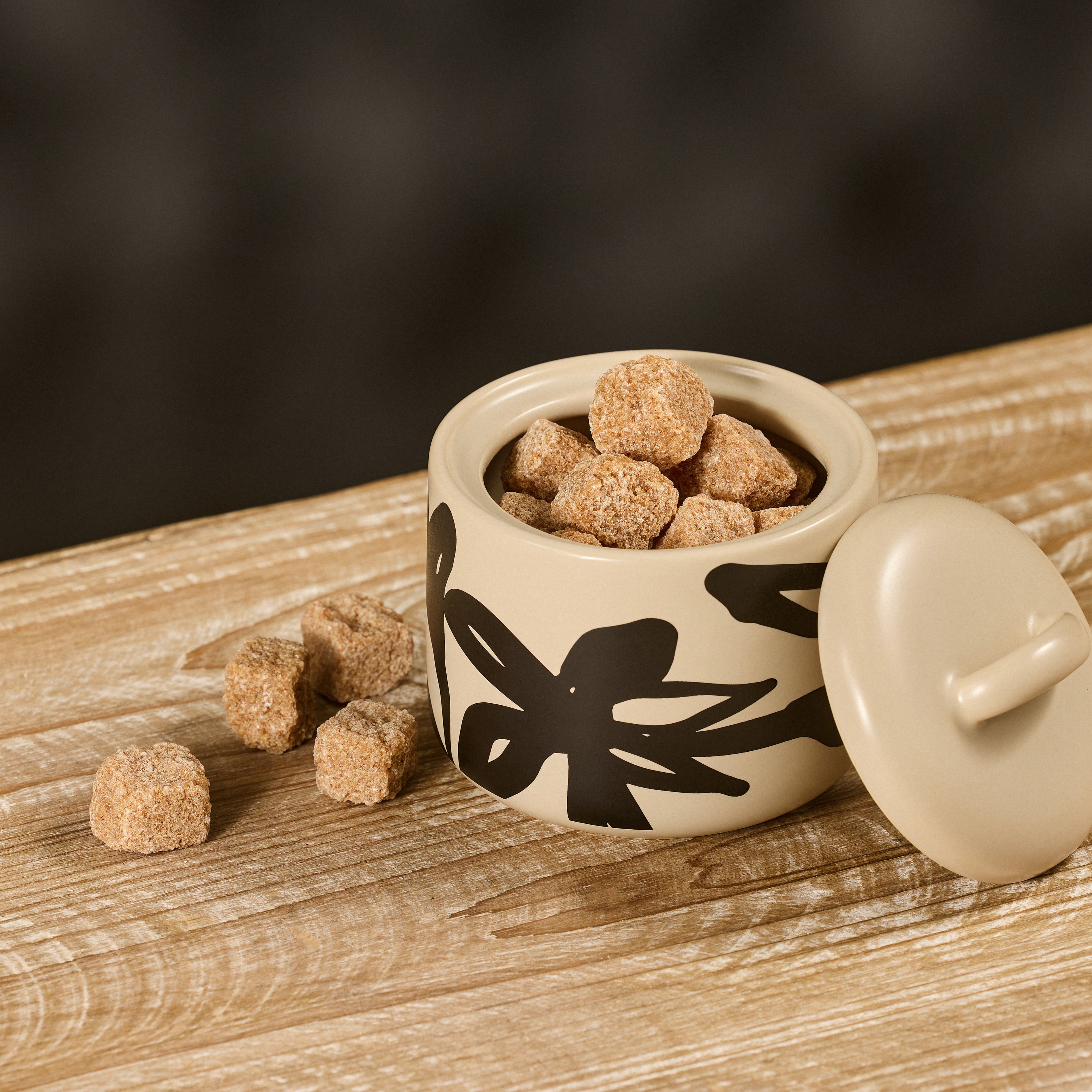 Leaf & Bean Freya Sugar Pot 350ml Oat & Black