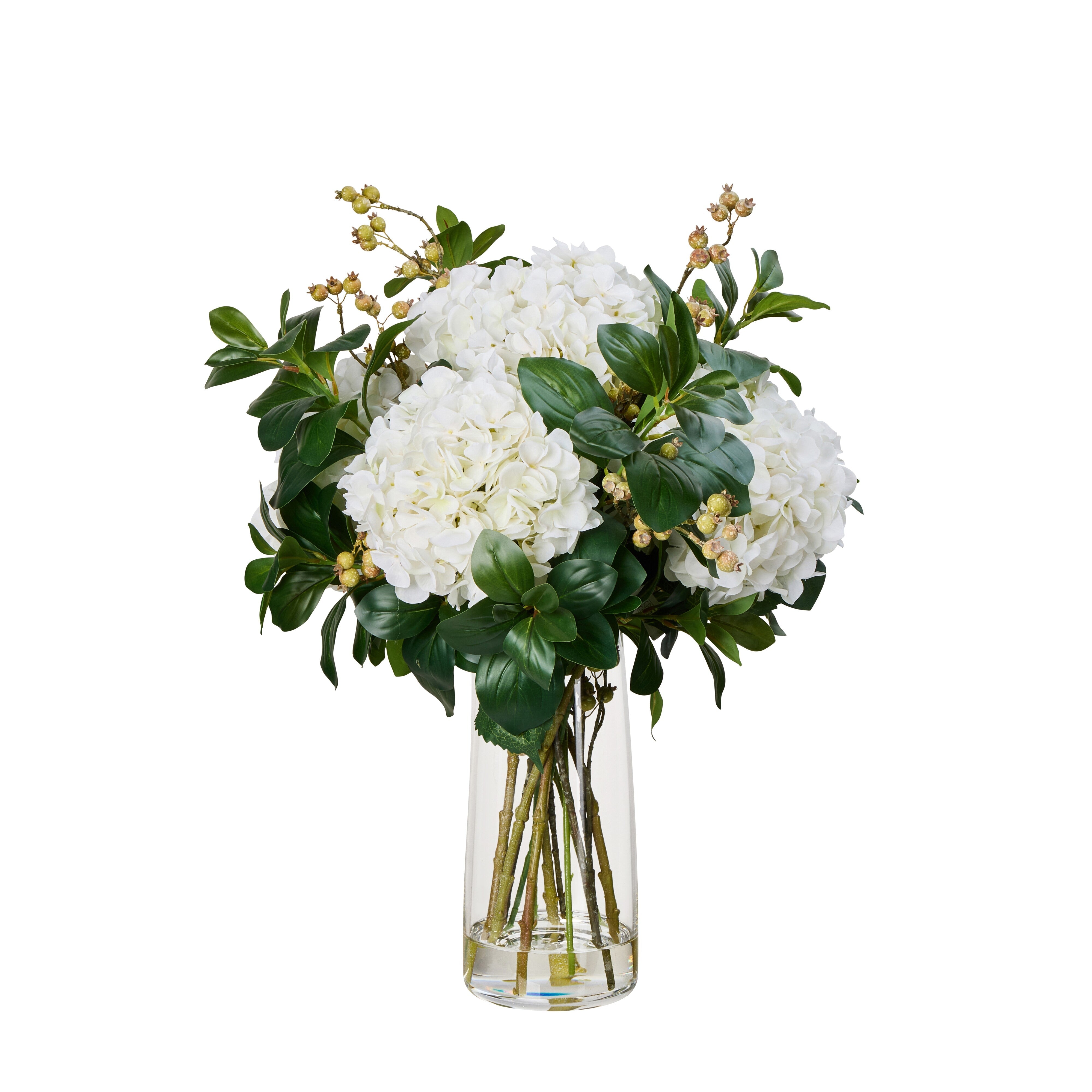 Rogue Hydrangea Berry Mix - Alana Vase White & Green