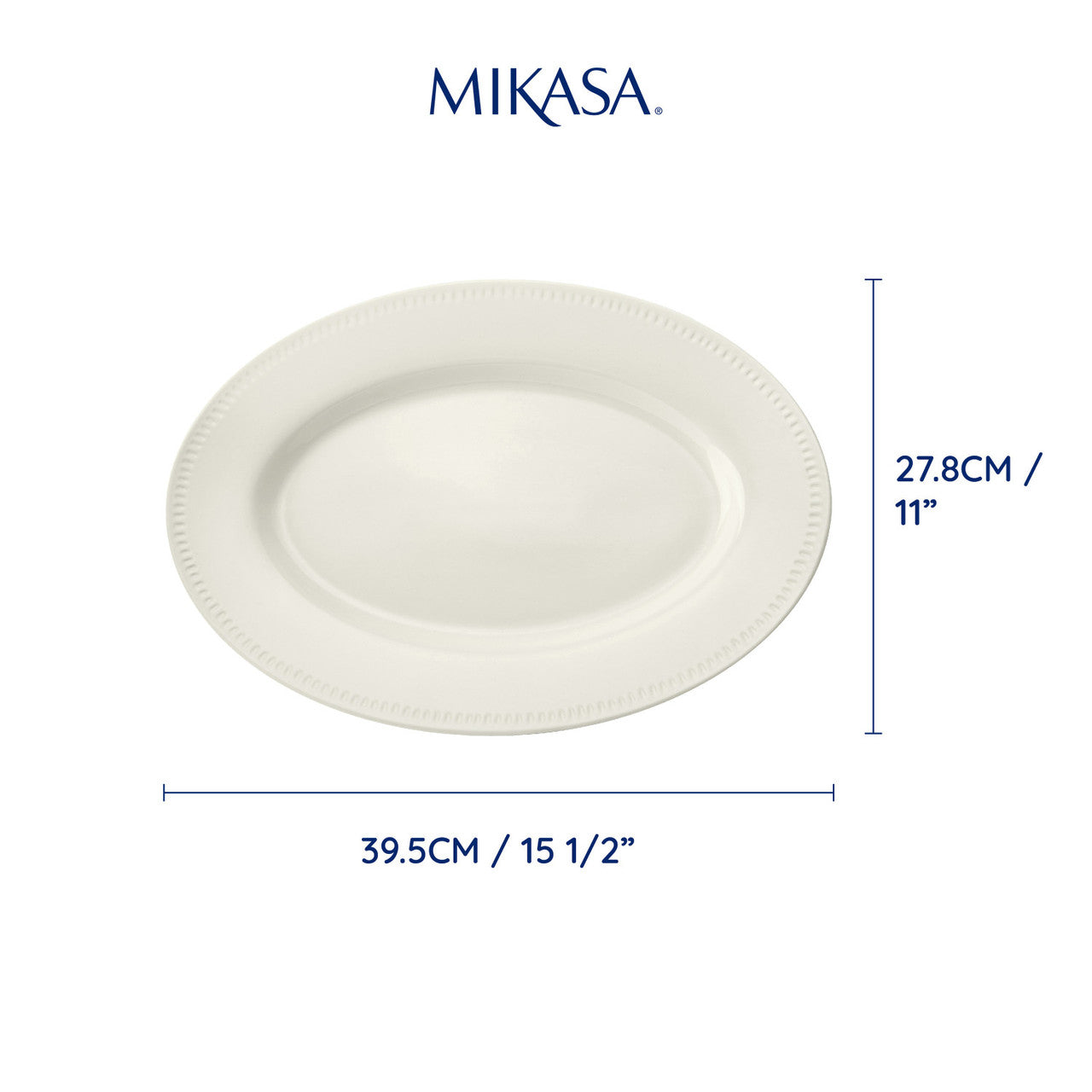 Mikasa Cranborne Stoneware Oval Serving Platter 39cm (Cream)