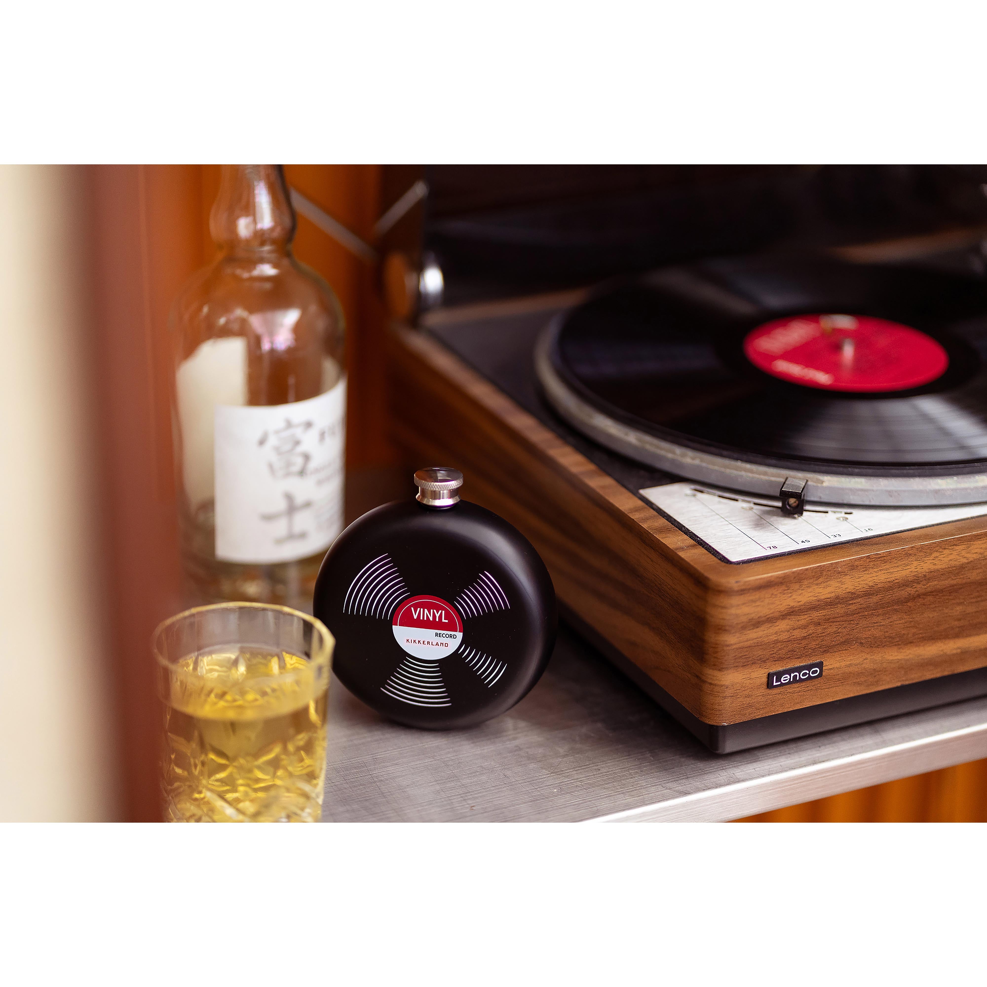 Kikkerland Record Hip Flask Black