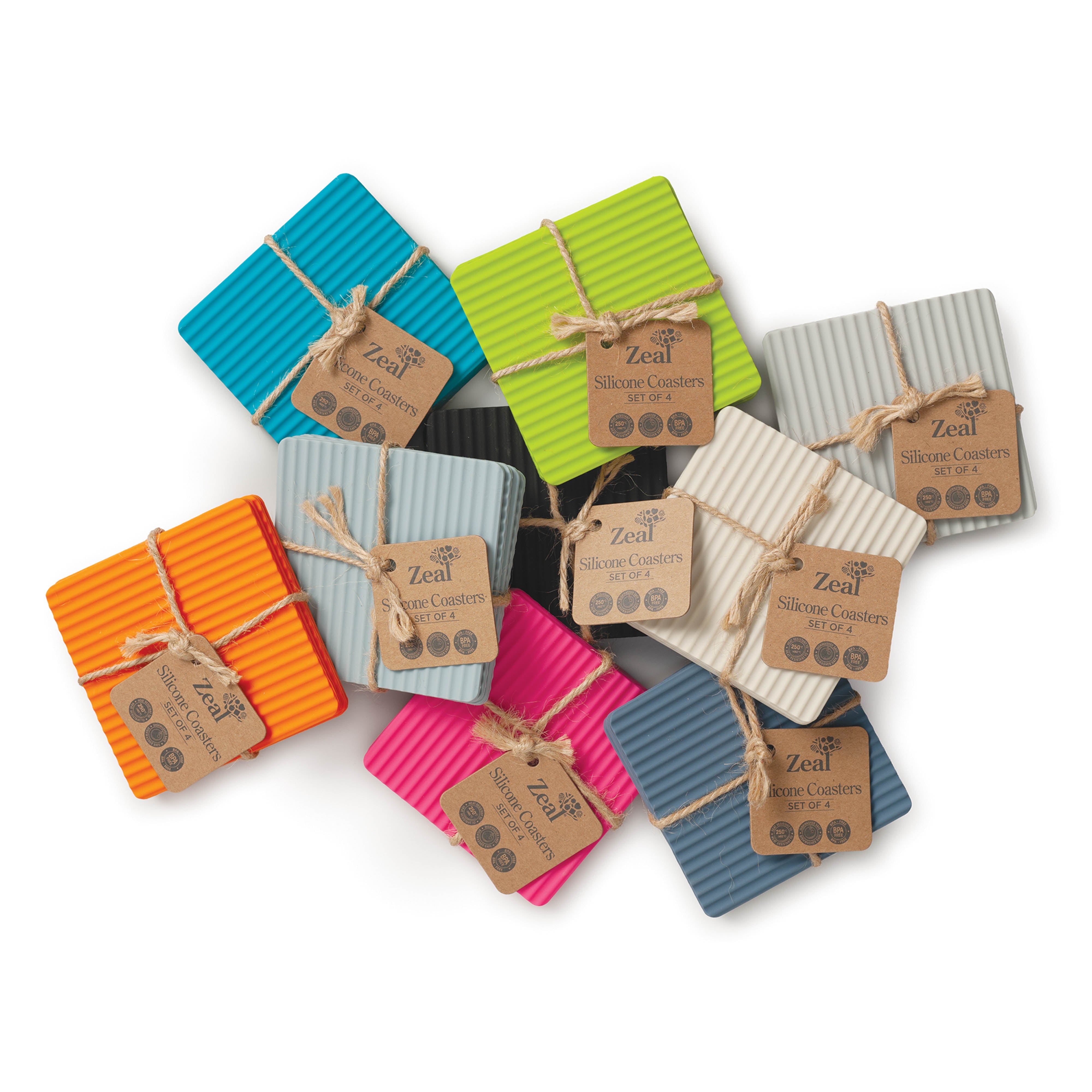 Zeal Silicone Square Coasters Cream 4 Piece Set