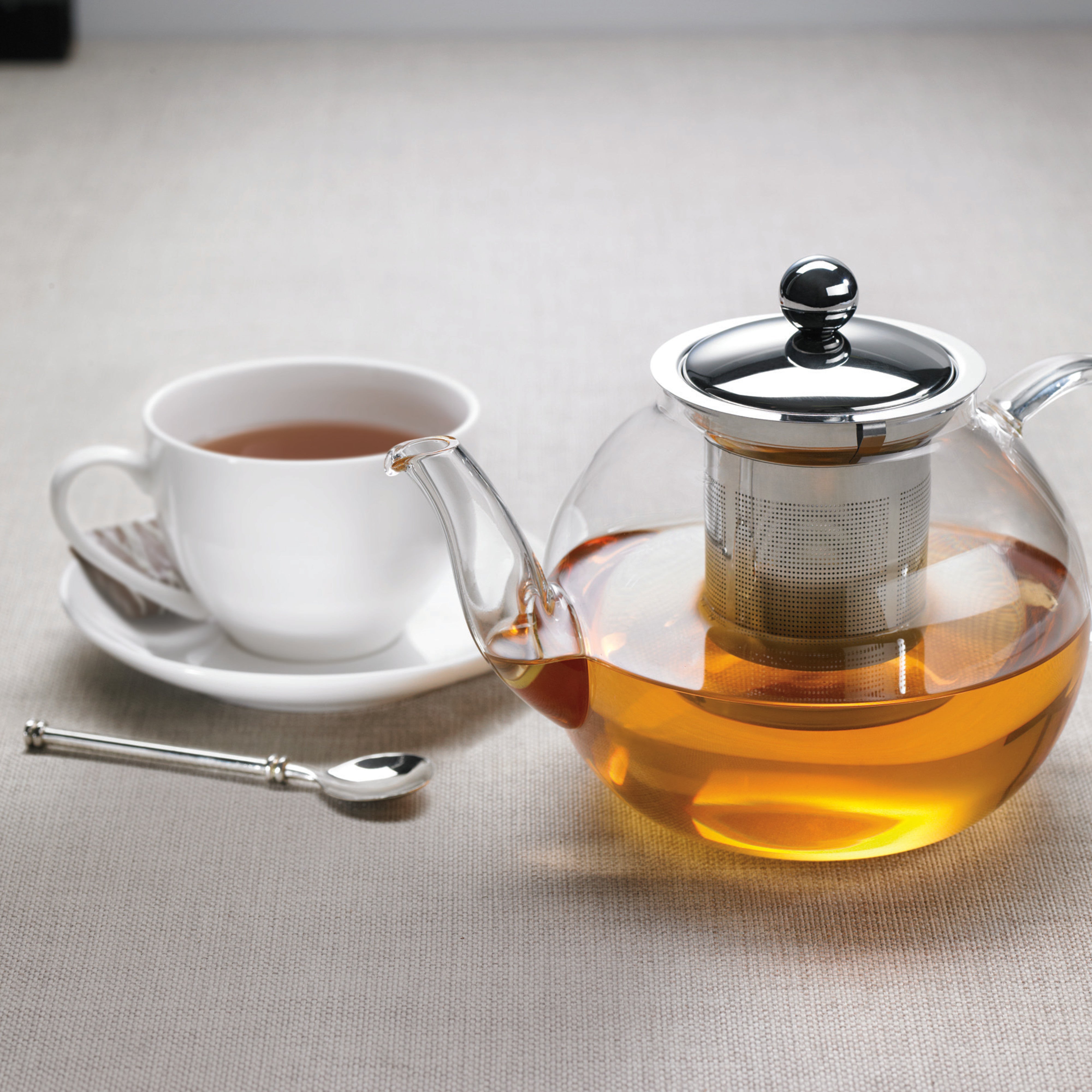 Leaf & Bean Camellia Teapot with Filter 5 Cup (1L) Clear & Stainless Steel