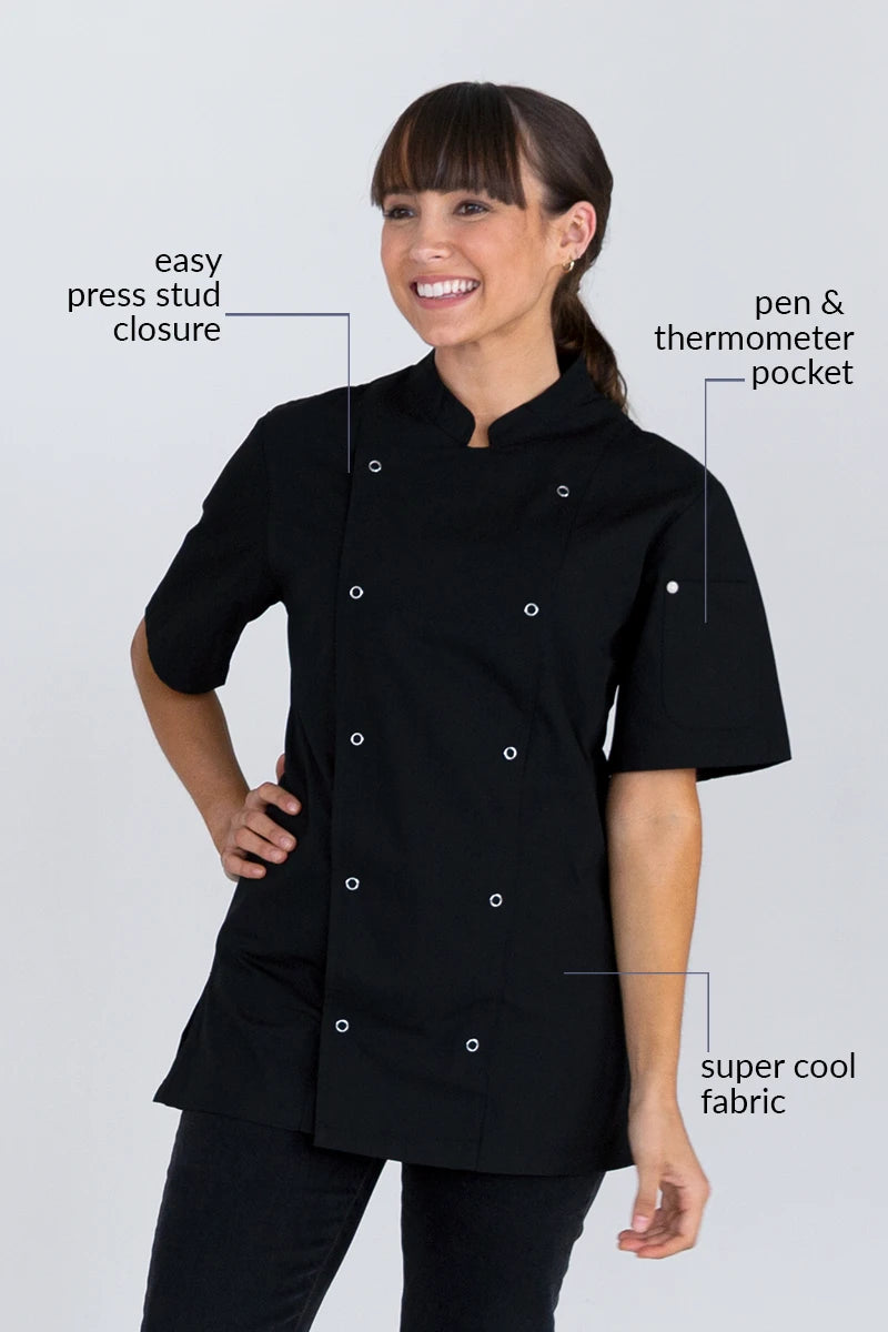 Aussie Chef Alex Press Stud Black Jacket - XS