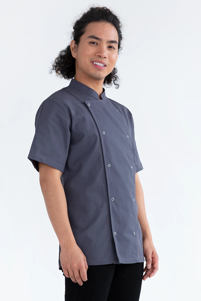 Aussie Chef Alex Press Stud Grey Jacket - S