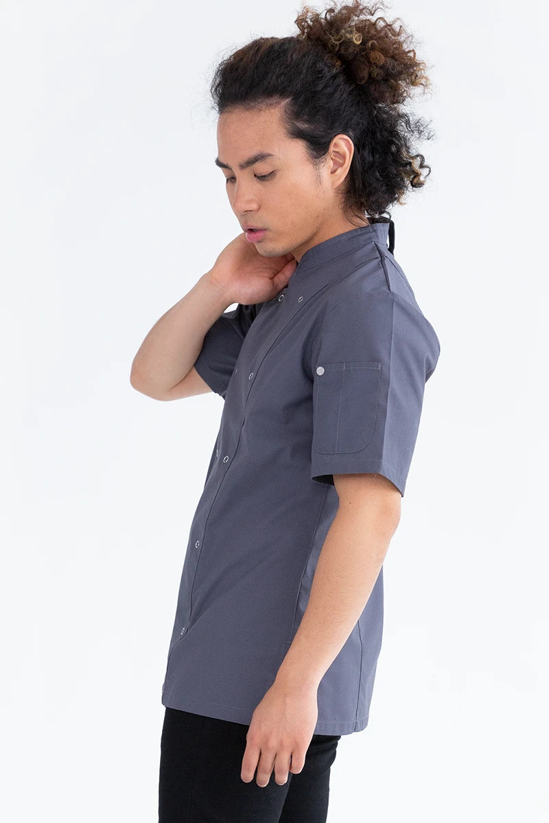 Aussie Chef Alex Press Stud Grey Jacket - 2XL