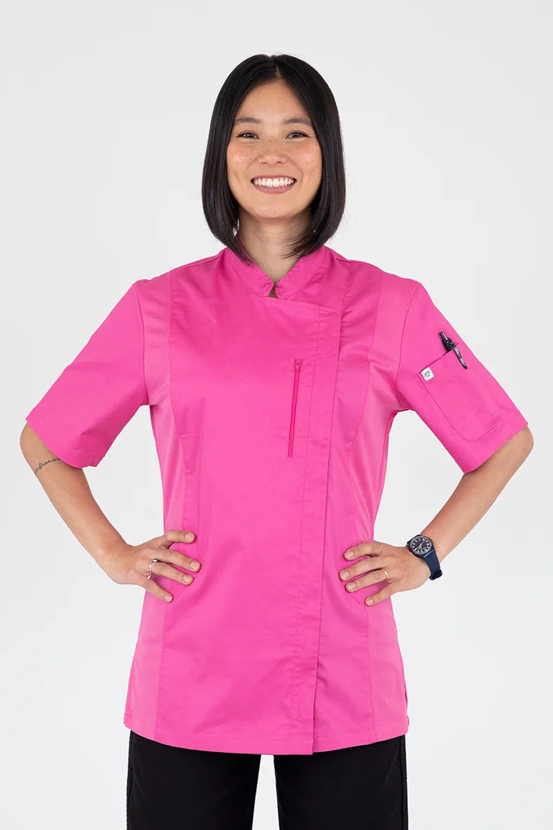 Aussie Chef Alex Zipper Pink Jacket - L