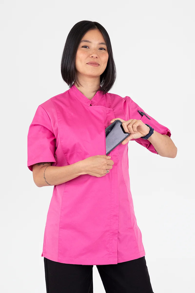 Aussie Chef Alex Zipper Pink Jacket - S