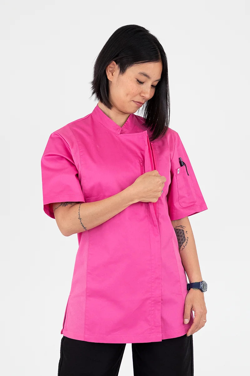 Aussie Chef Alex Zipper Pink Jacket - L