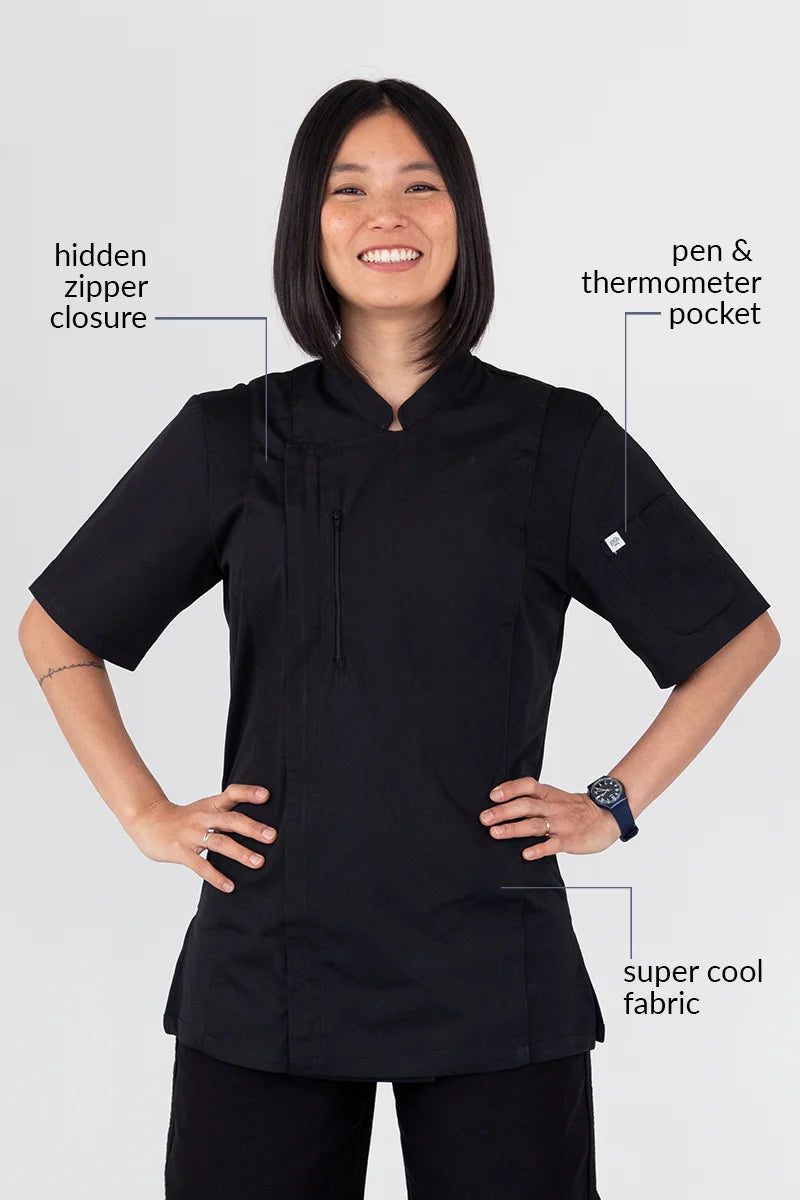 Aussie Chef Alex Zipper Black Jacket - XL