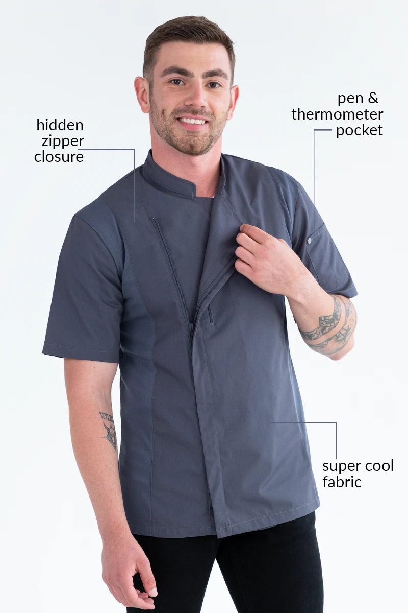 Aussie Chef Alex Zipper Grey Jacket - 2XL