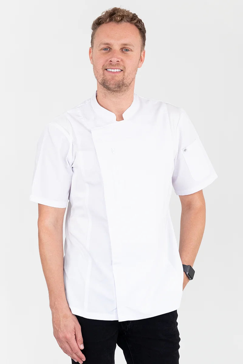 Aussie Chef Alex Zipper White Jacket - M