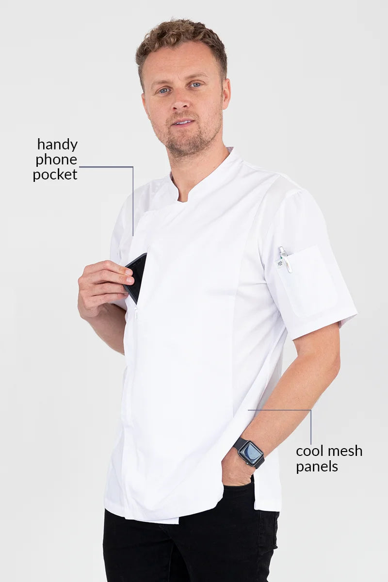 Aussie Chef Alex Zipper White Jacket - L