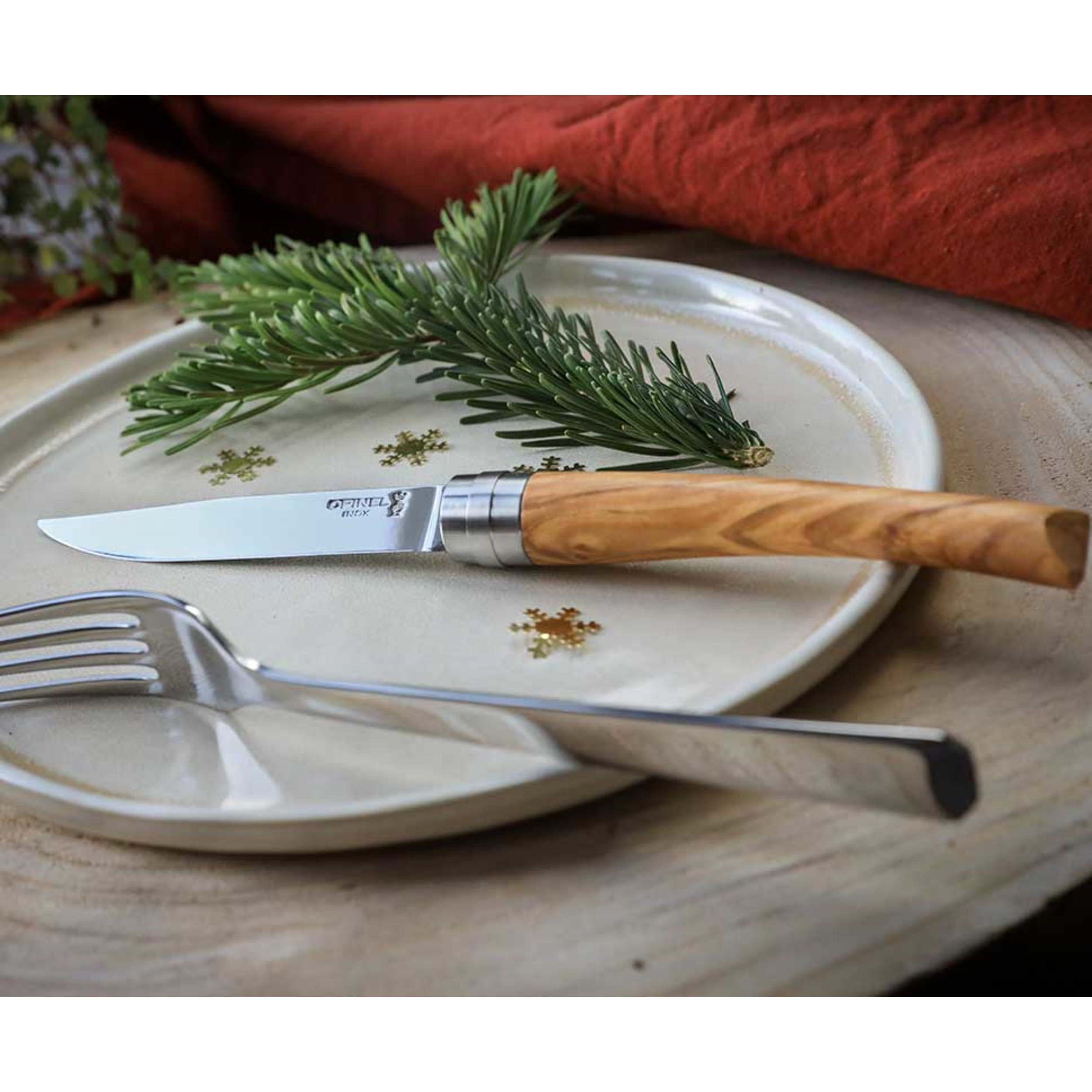 Opinel Table Chic Steak Knife 4 Piece Set Olive
