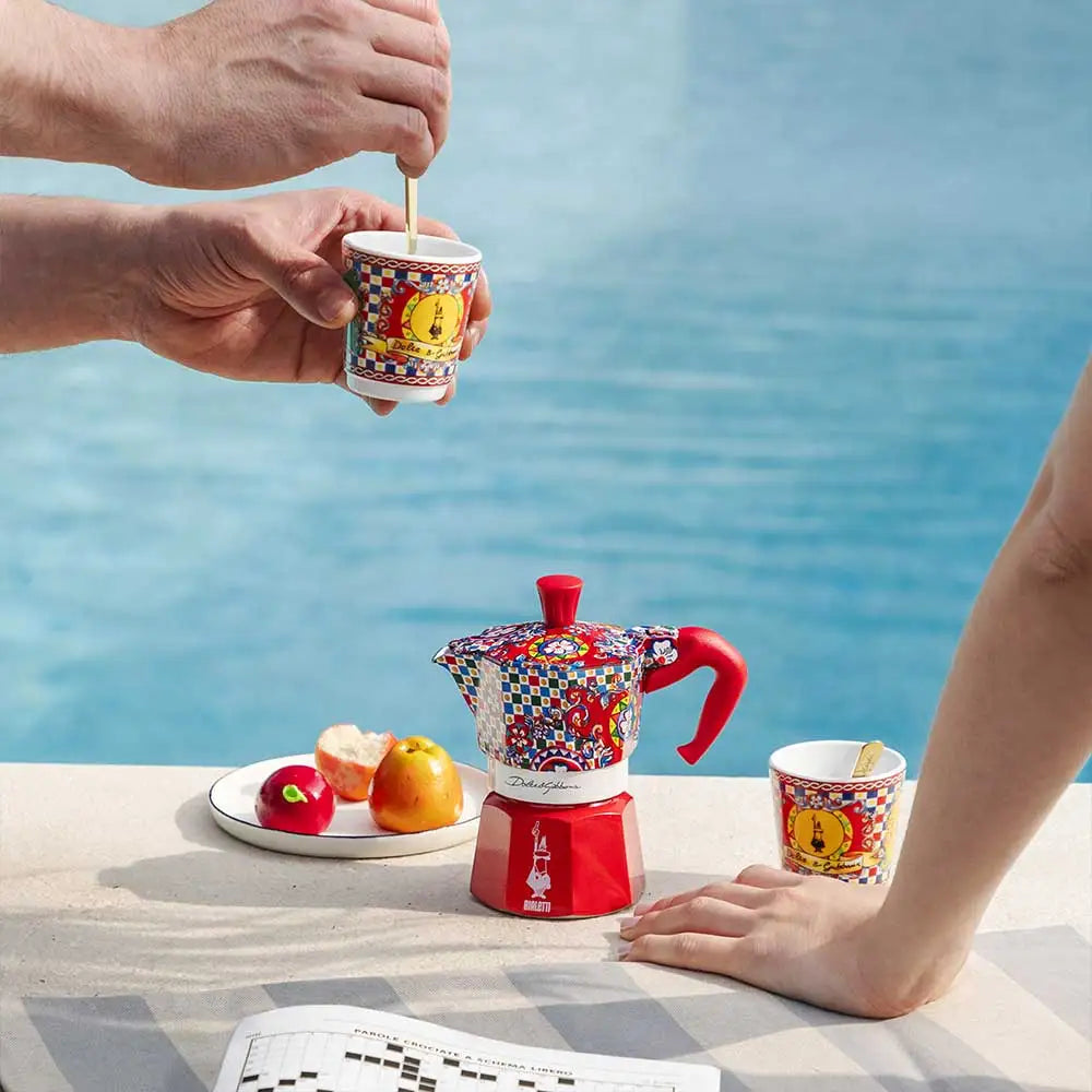 Bialetti x Dolce & Gabbana Red Carretto Siciliano Espresso Cup & Stirrer Set - 2 Piece